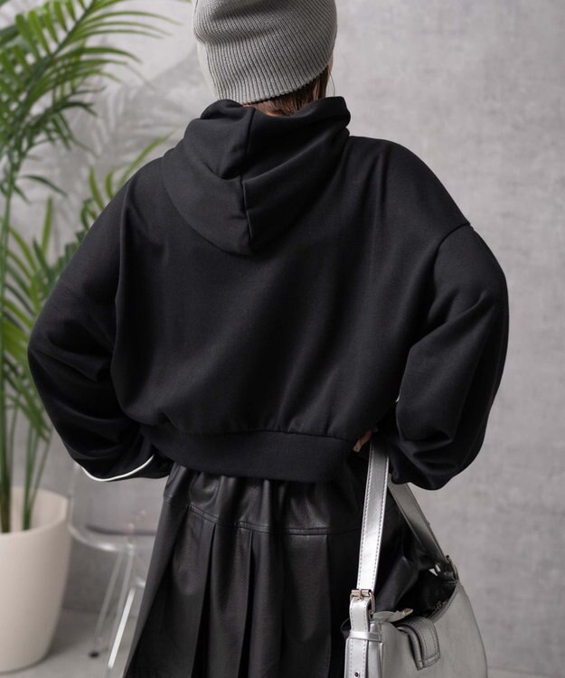 WEGO パイピングハーフジッププルパーカー ブラック