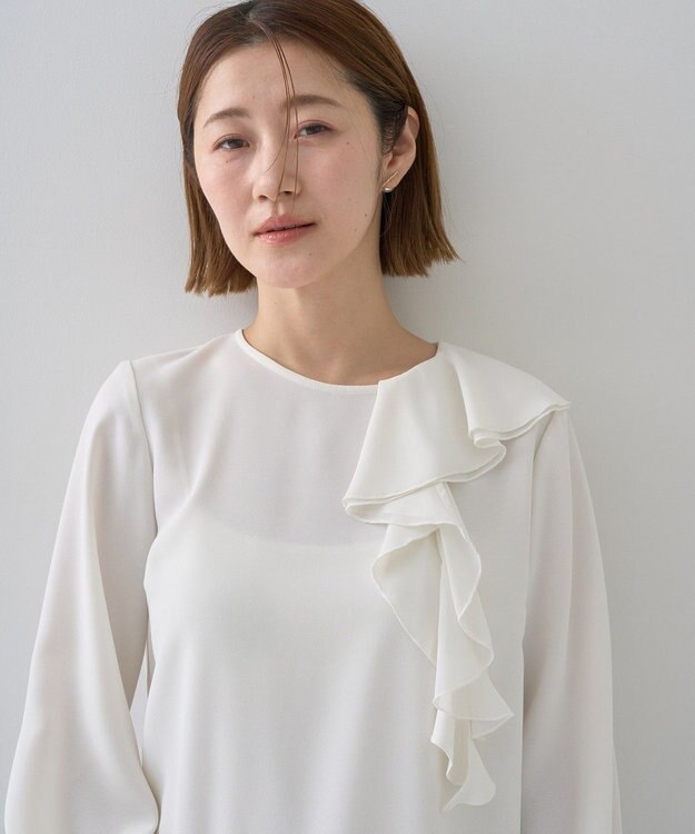 YECCA VECCA アシメラッフルブラウス Off White