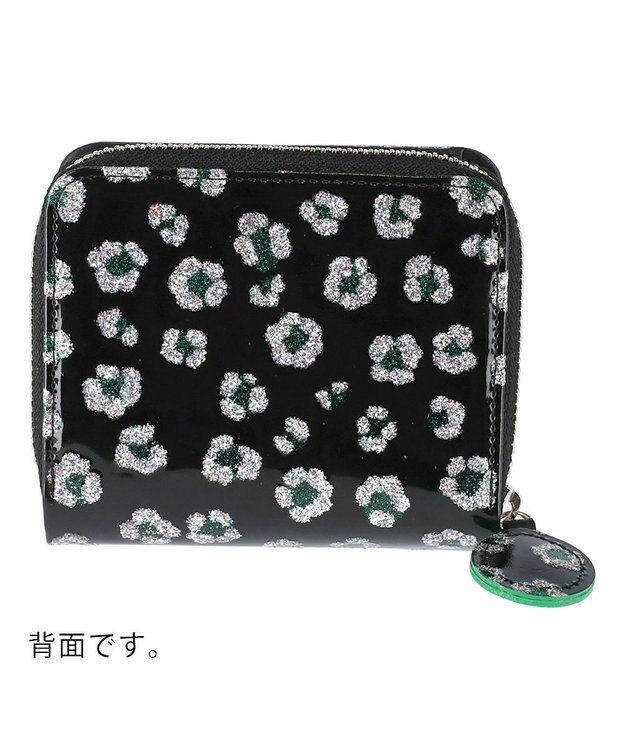 tsumori chisato CARRY グリッターフラワー ラウンドファスナー 2つ折り財布 ブラック