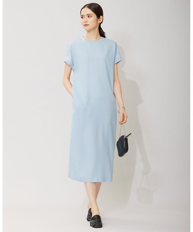 ICB 【接触冷感・UVケア・速乾・洗える】FluidBackSatin ワンピース ライトブルー系