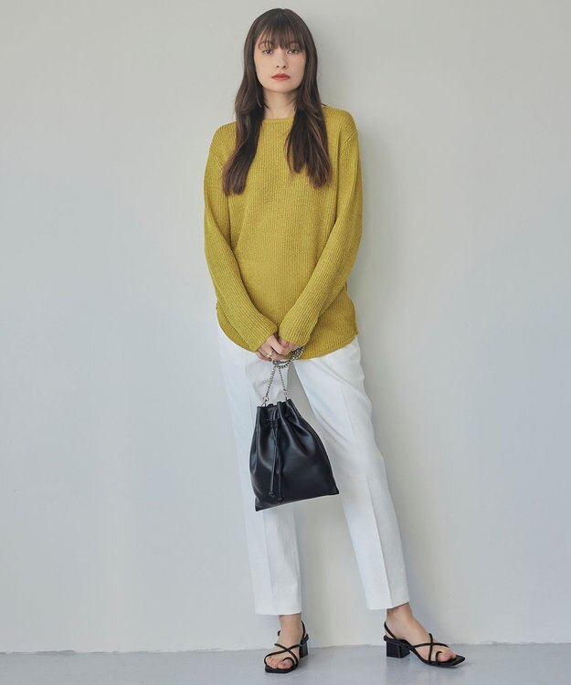 ICB 【洗える】 ペーパーブレンドシャインニット プルオーバー イエロー系