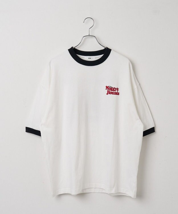 WEGO モチーフ刺繍リンガーT ホワイト