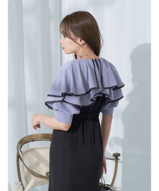 earth music&ecology パイピング衿付きドッキングワンピース Black