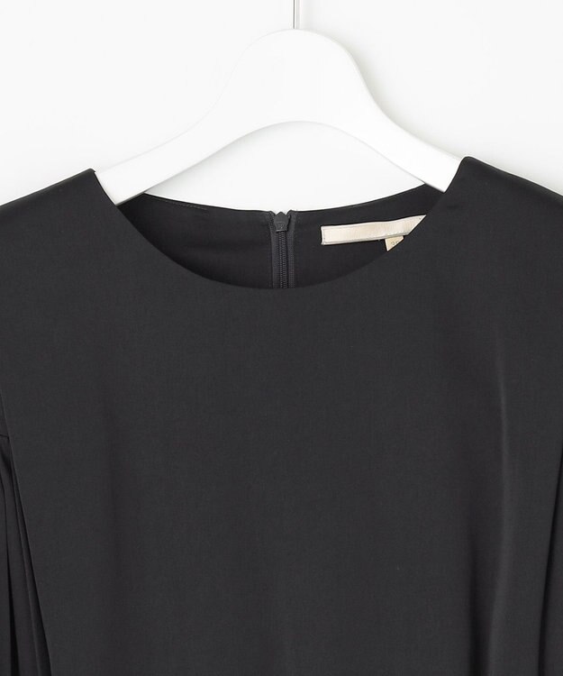 自由区 【XSサイズ～/洗える】ライトサテンプリーツ ワンピース ネイビー系