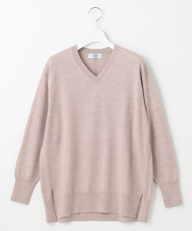 J.PRESS LADIES L 【洗える】EASY WOOL Vネック ニット ベージュ系