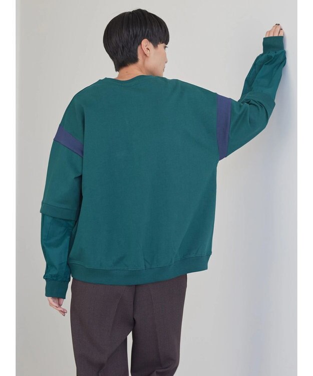 AMERICAN HOLIC 袖異素材ミニ裏毛プルオーバー Green
