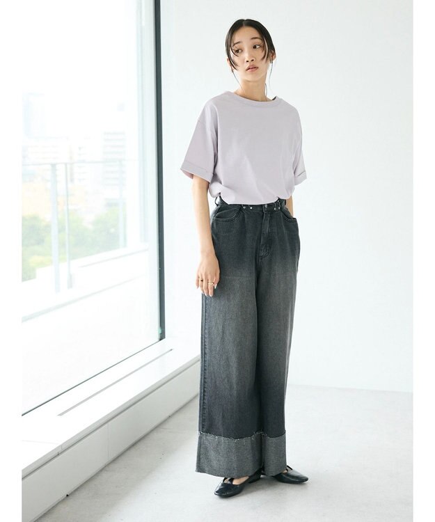 CRAFT STANDARD BOUTIQUE 接触冷感/抗菌防臭/ 前後2WAY半袖スクエアネックTee Lavender