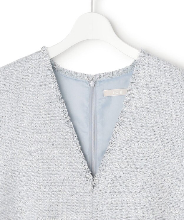 ICB ライトスラブツイード Vネックジレ ライトデニムミックス