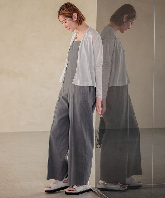 23区 【CLASSY.6月号掲載/洗える】リネンレーヨンストレッチ サロペット カーキ系