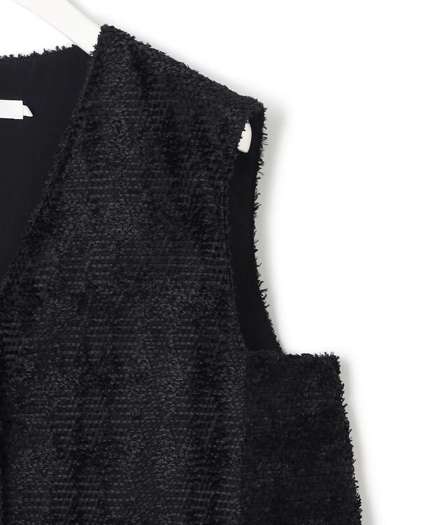 ICB ダイヤカットジャカードブラウス ブラック系