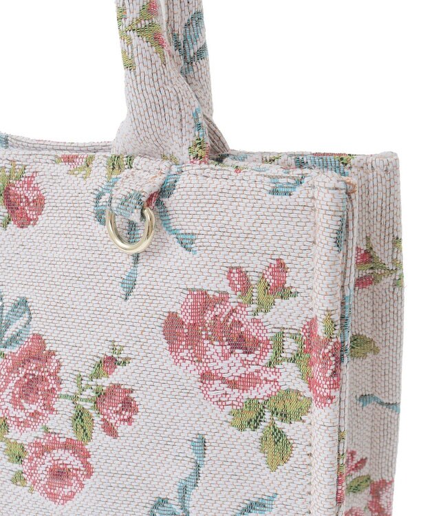 Maison de FLEUR ローズリボン柄ゴブランスクエアトートSバッグ Off White