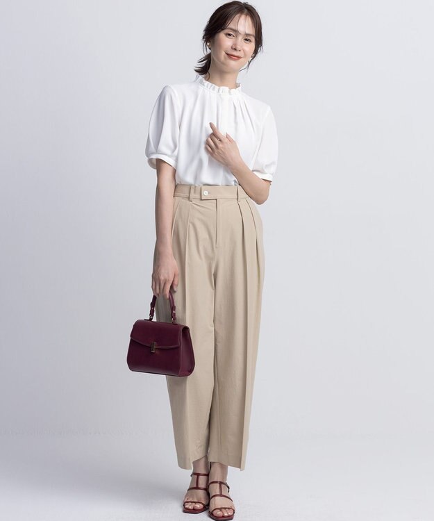 組曲 S スーパーライトストレッチ ワイドパンツ ベージュ系