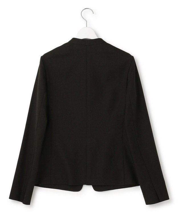 23区 S 【洗える/セットアップ対応】アイアスマットストレッチ ノーカラー ジャケット ブラック系