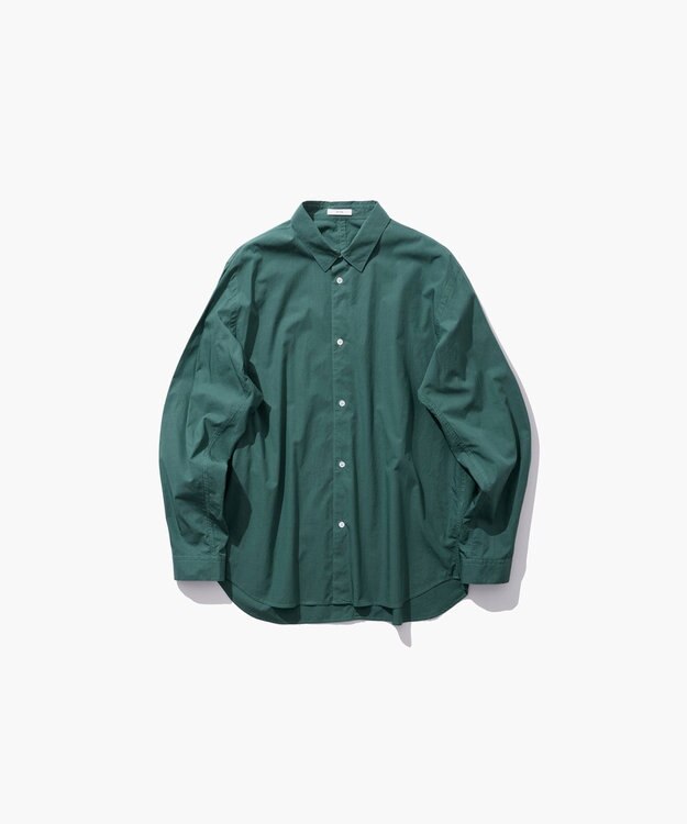 ATON SHRINK COTTON LAWN | オーバーサイズシャツ - UNISEX GREEN