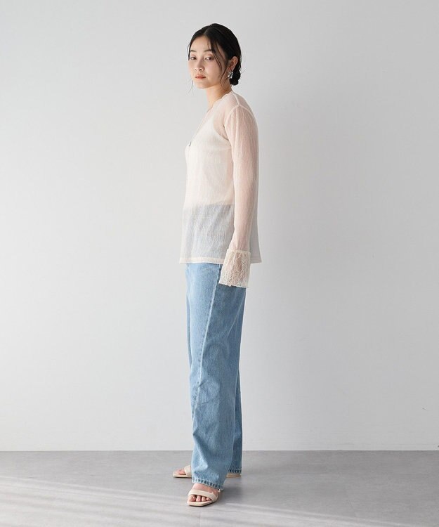 YECCA VECCA 袖レースシアートップス Ivory