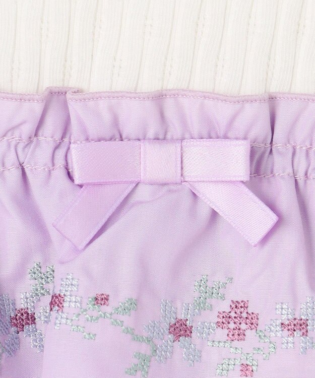 組曲 KIDS  【150-160㎝】 クロスステッチオフショルトップス ラベンダー