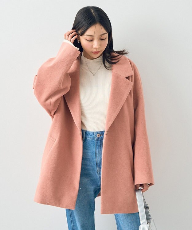 earth music&ecology オーバーテーラードジャケット　シャギー Pink