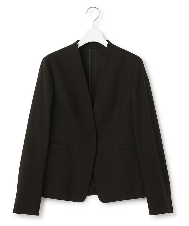 23区 【洗える/セットアップ対応】アイアスマットストレッチ ノーカラー ジャケット ブラック系