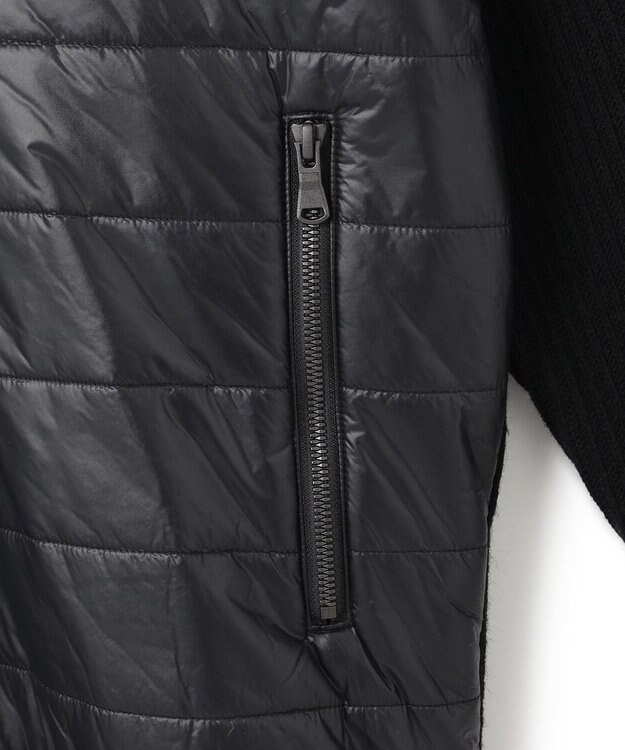 JOSEPH HOMME ニットブロックシルキーサテン　ニットブルゾン ブラック系