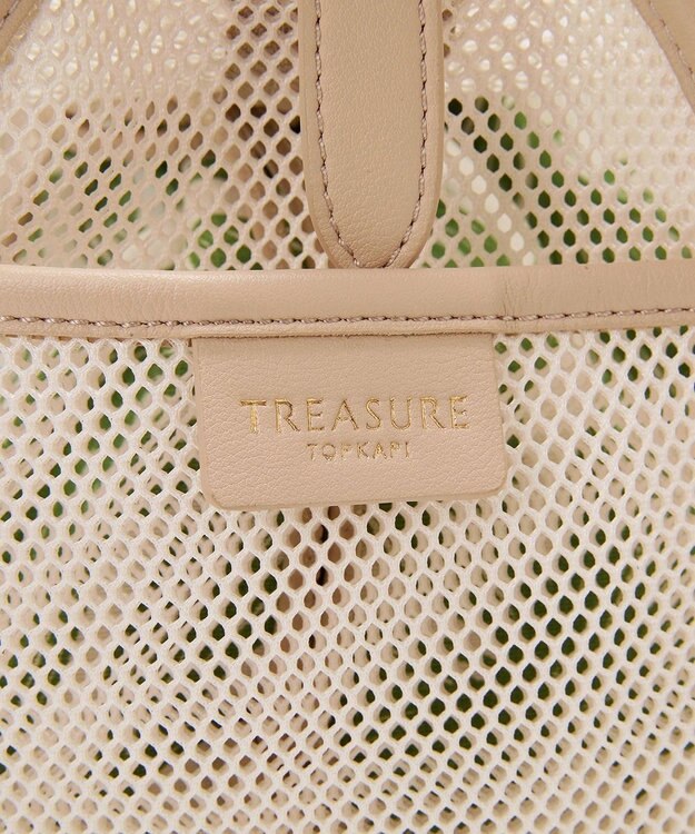 TOPKAPI 【TREASURE TOPKAPI】プリント 巾着バッグ付き メッシュ ワンハンドルバッグ オフ