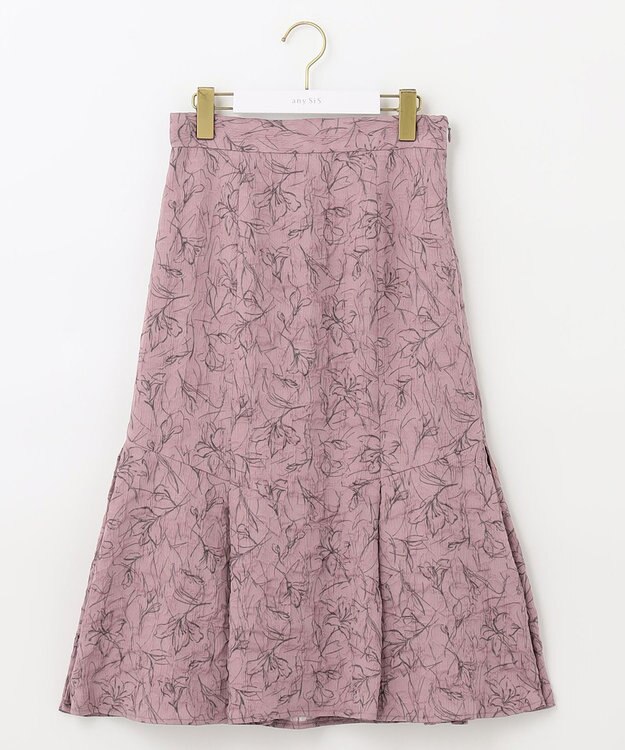 ANY SIS 【洗える】フラワーフクレジャカード スカート モカピンク×スレート