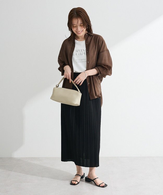 Green Parks バックツイストシアーシャツ Brown