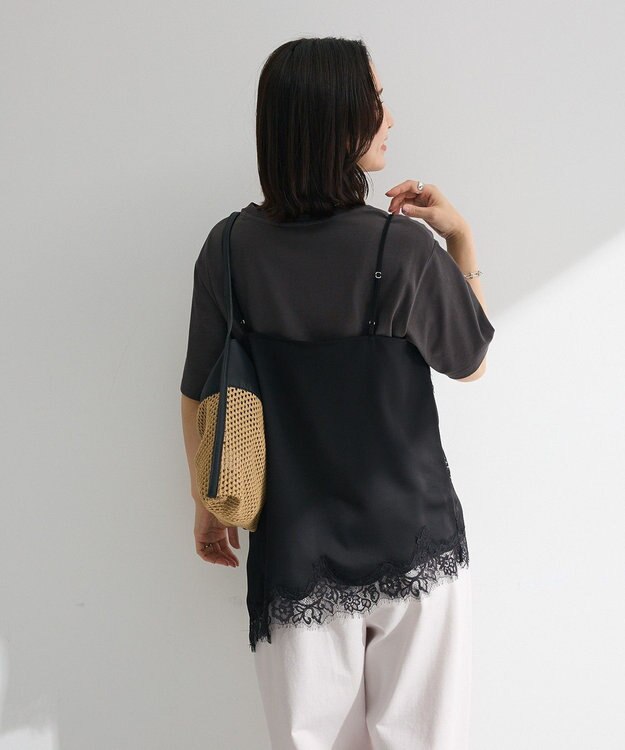 Green Parks レースドッキングサテンビスチェ Black