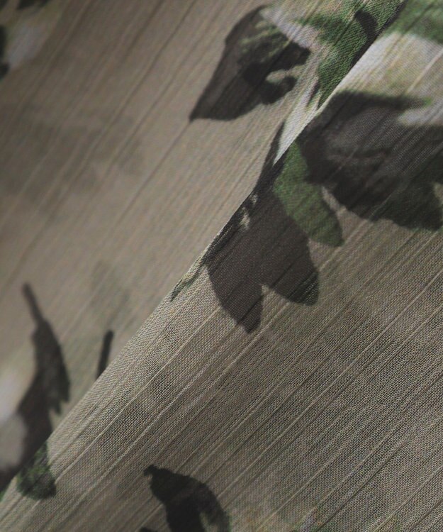 YECCA VECCA フラワー柄シアーロングシャツ Light Khaki