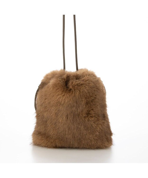 UNBILLION カシュカシュ cachecache / エコファーシンプル巾着ショルダーバッグ キャメル