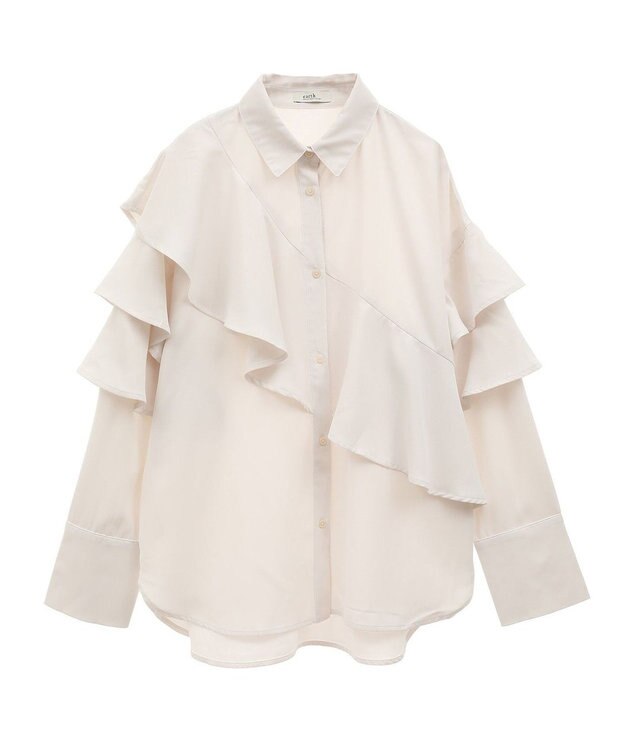 earth music&ecology アシメラッフルシャツ Off White