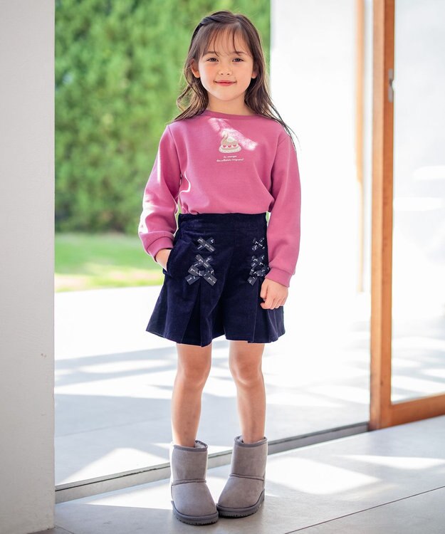 ANY KIDS 【春まで主役】アニマル発泡プリントトレーナー チェリーピンク