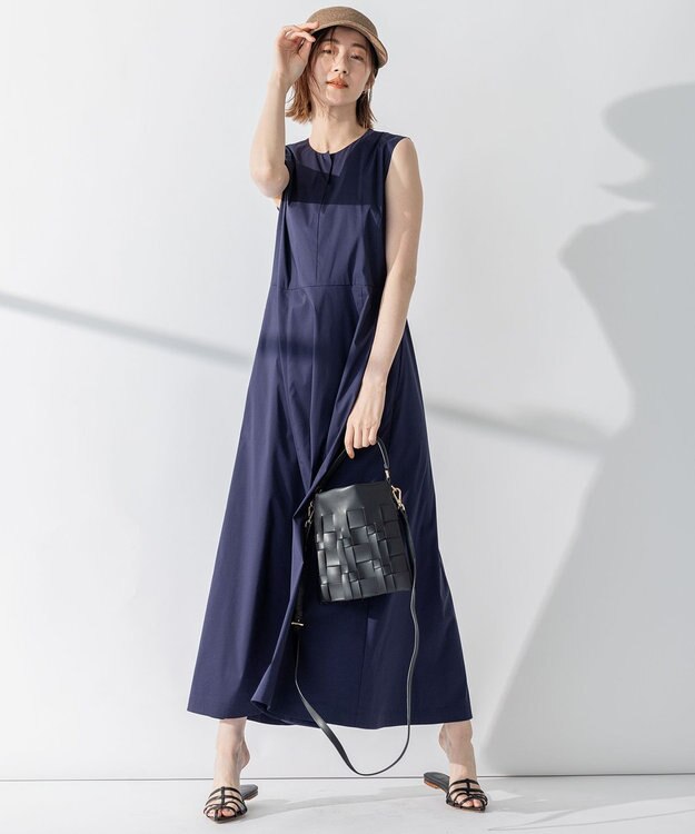 23区 L 【CLASSY.コラボ/洗える】シャツアンサンブル ワンピース [WEB限定]サックスブルー×ネイビー