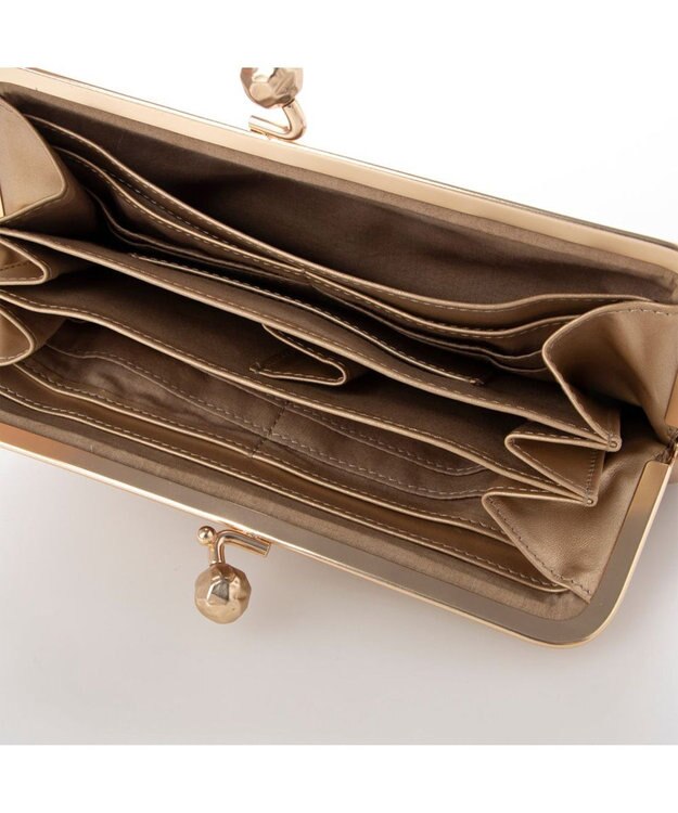 UNBILLION perche フラグメントケース付きアンティーク調ガマグチ長財布 ゴールド