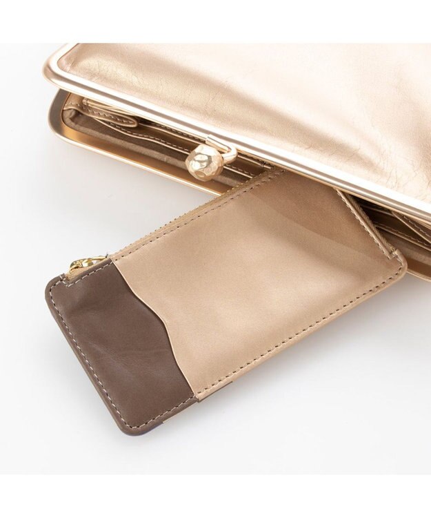 UNBILLION perche フラグメントケース付きアンティーク調ガマグチ長財布 ゴールド