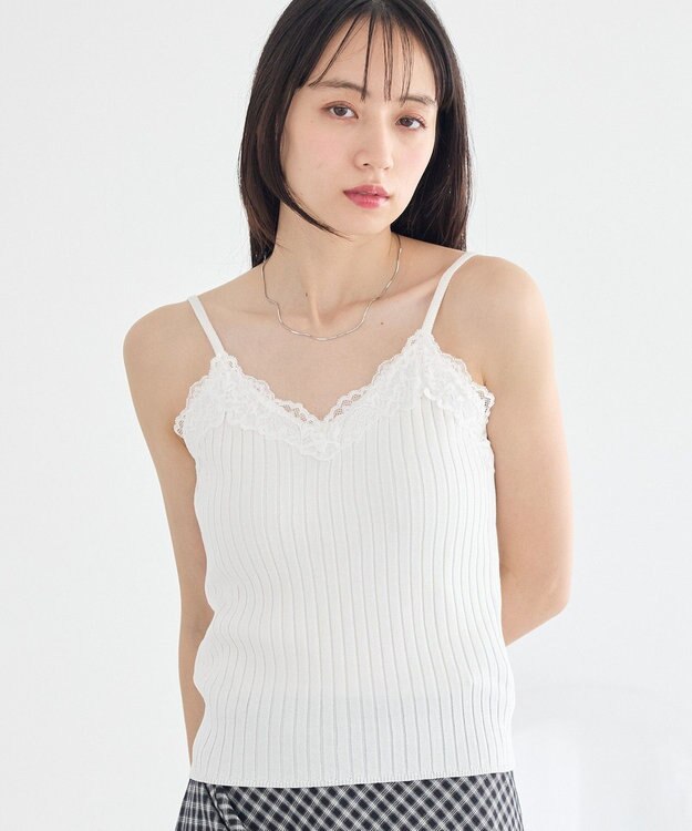 earth music&ecology レースリブキャミソール Ecru