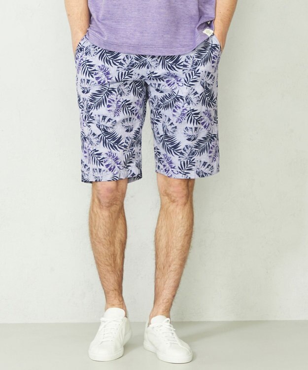 JOSEPH ABBOUD MOUNTAIN 【SPACE／UNISEX】リーフプリント イージーショートパンツ パープル系5