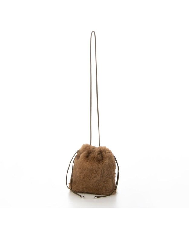 UNBILLION カシュカシュ cachecache / エコファーシンプル巾着ショルダーバッグ キャメル