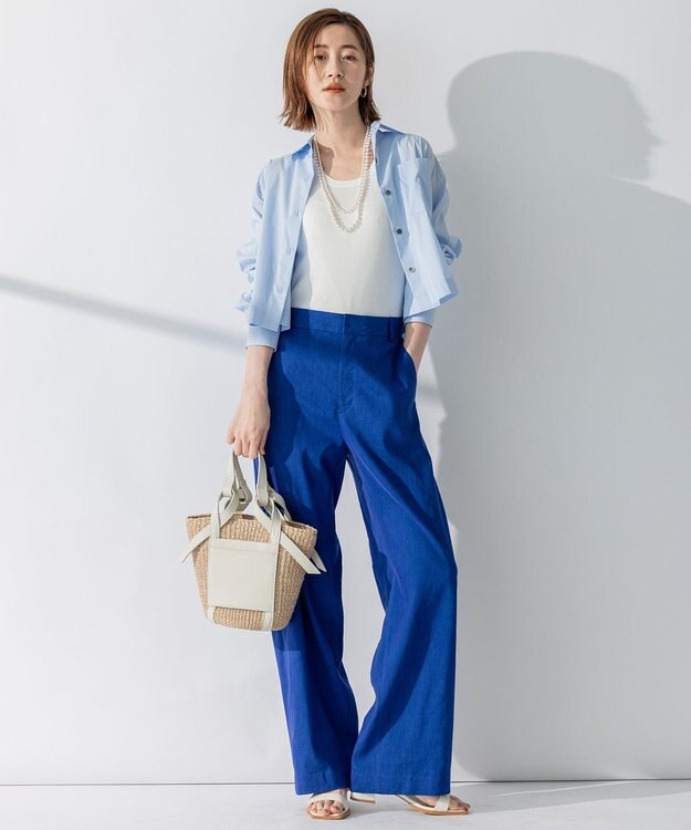 23区 【CLASSY.コラボ/洗える】シャツアンサンブル ワンピース [WEB限定]サックスブルー×ネイビー