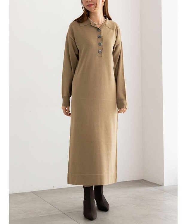 Te chichi ニットポロワンピース《2025Autumn catalog vol.2 item》 ベージュ