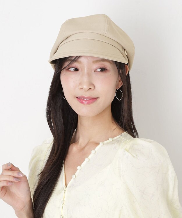 MOONBAT 【遮光100％/遮熱/UVカット】FURLA(フルラ)アーチロゴ キャスケット 帽子 無地 サイズ調整可能/手洗い可能/日本製 ベージュ