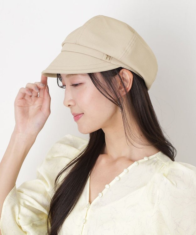 MOONBAT 【遮光100％/遮熱/UVカット】FURLA(フルラ)アーチロゴ キャスケット 帽子 無地 サイズ調整可能/手洗い可能/日本製 ベージュ