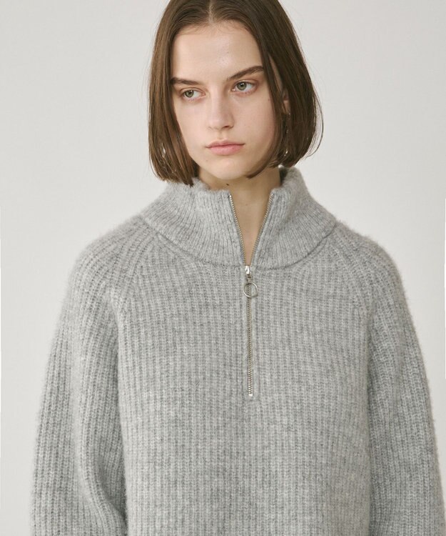 GRACE CONTINENTAL 畦zipニットトップ グレー