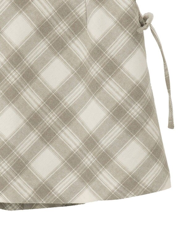 earth music&ecology サイドレースアップミニスカート Check Ivory