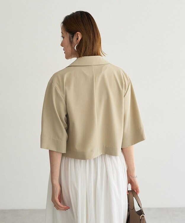 YECCA VECCA ハーフスリーブクロップドジャケット Gray Beige