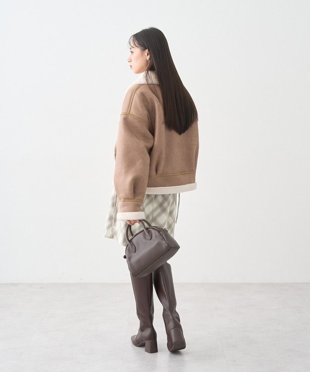 earth music&ecology サイドレースアップミニスカート Check Ivory