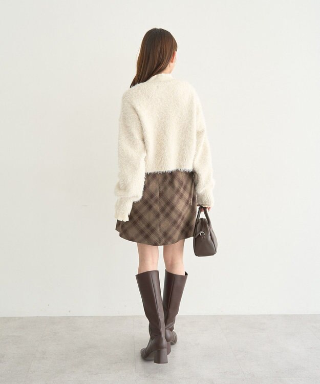 earth music&ecology サイドレースアップミニスカート Check Brown