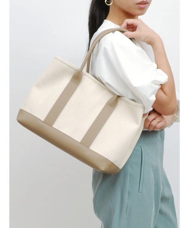 UNBILLION cachecache パーテーションキャンバストートバッグL オーク