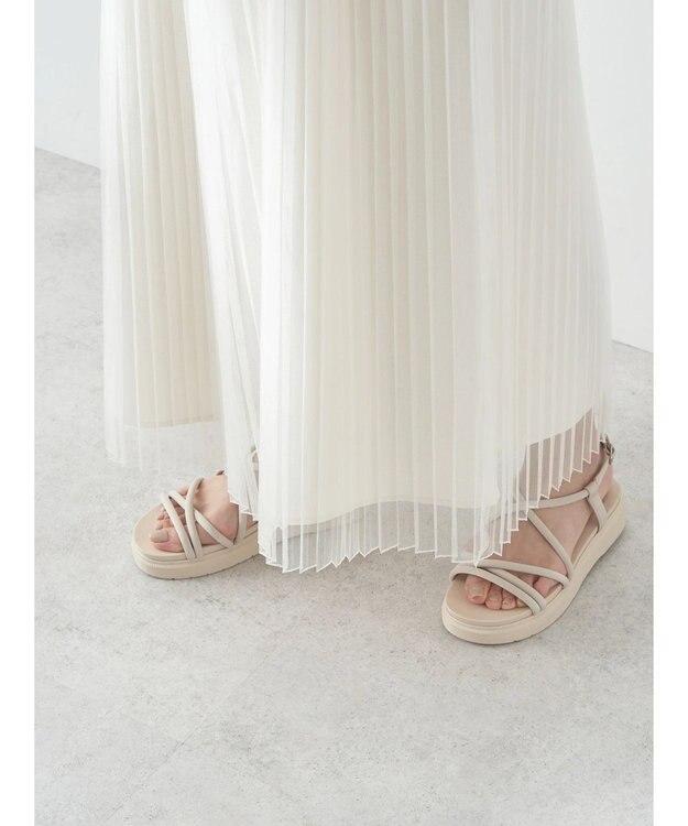 earth music&ecology レースチュールプリーツワンピース Off White