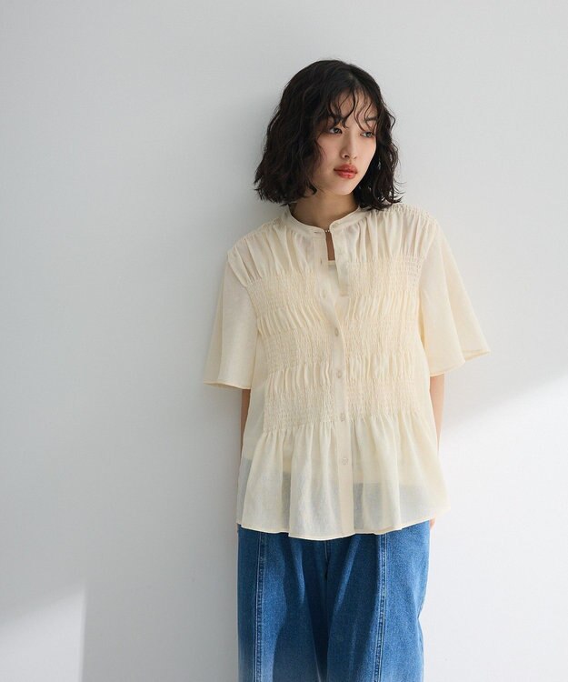 Green Parks ＳＥＴ２点マジョリカシャーリングブラウス＋タンク Ivory