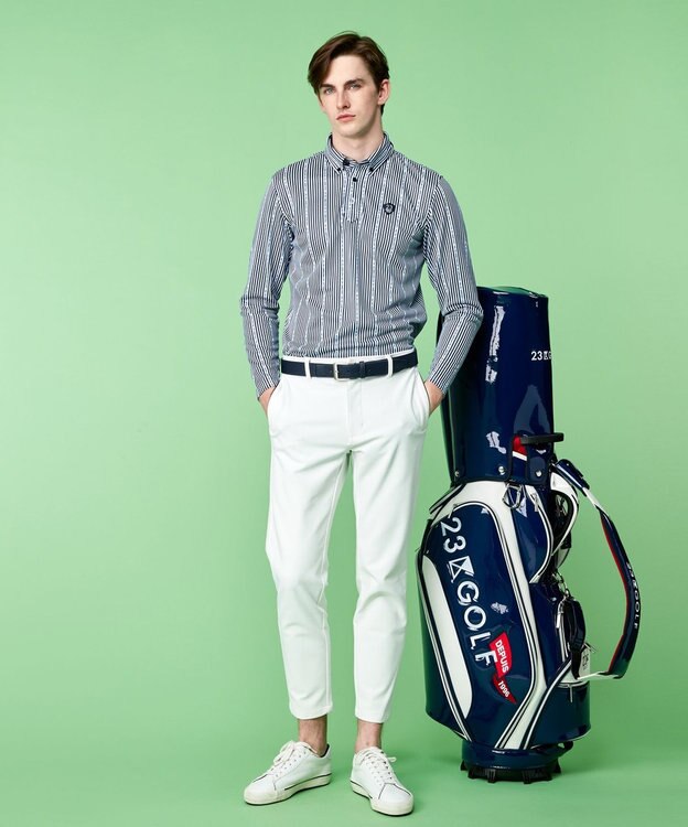 23区GOLF 【MEN】ロゴストライププリント 長袖シャツ ネイビー系2